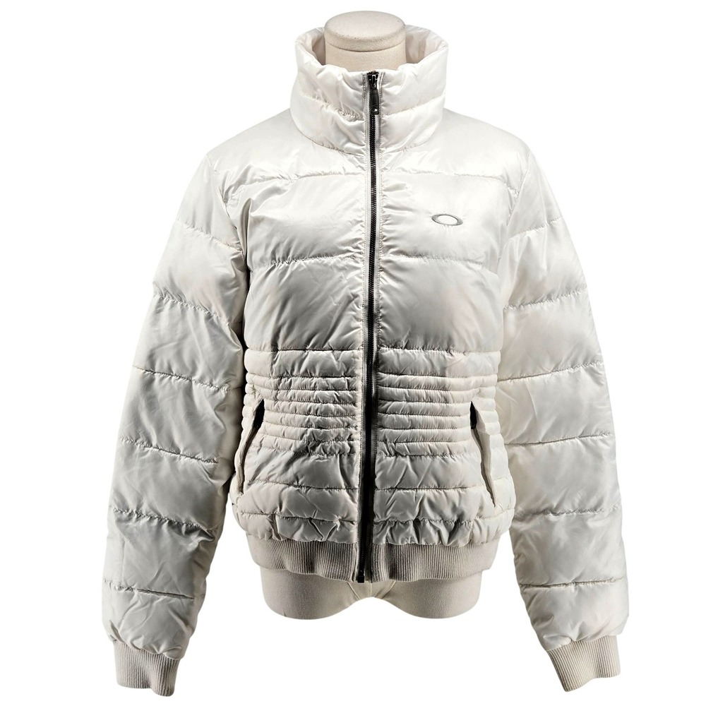 Oakley Jacket Womens M White Puffer Quilted Insulated Full Zip Pockets